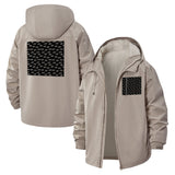 Typographic Pattern Unisex Full-Zip Printed Waterproof Hooded Windbreaker
