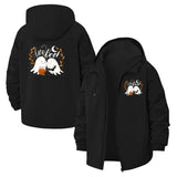 Cute Ghost Motif Unisex Full-Zip Printed Waterproof Hooded Windbreaker