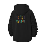 Typographic Transparent Motif Unisex Full-Zip Printed Waterproof Hooded Windbreaker