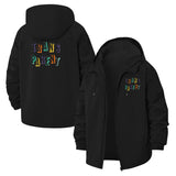 Typographic Transparent Motif Unisex Full-Zip Printed Waterproof Hooded Windbreaker