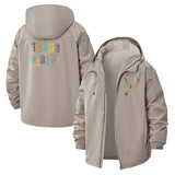 Typographic Transparent Motif Unisex Full-Zip Printed Waterproof Hooded Windbreaker