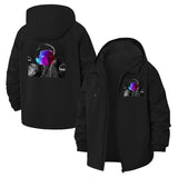 Futuristic Portrait Unisex Full-Zip Printed Waterproof Hooded Windbreaker