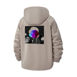 Futuristic Portrait Unisex Full-Zip Printed Waterproof Hooded Windbreaker