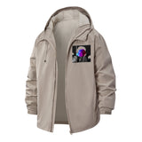 Futuristic Portrait Unisex Full-Zip Printed Waterproof Hooded Windbreaker