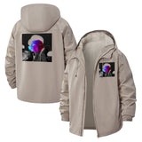 Futuristic Portrait Unisex Full-Zip Printed Waterproof Hooded Windbreaker