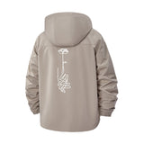 Line Art Rose Unisex Full-Zip Printed Waterproof Hooded Windbreaker