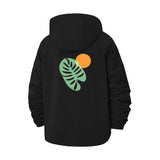 Monstera Leaf and Sun Unisex Full-Zip Printed Waterproof Hooded Windbreaker