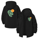 Monstera Leaf and Sun Unisex Full-Zip Printed Waterproof Hooded Windbreaker