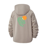 Monstera Leaf and Sun Unisex Full-Zip Printed Waterproof Hooded Windbreaker