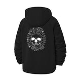 Barbed Wire Skull Unisex Full-Zip Printed Waterproof Hooded Windbreaker