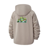 Cartoon Frog Pond Unisex Full-Zip Printed Waterproof Hooded Windbreaker