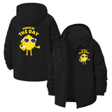 Squeeze the Day Retro Smiley Unisex Full-Zip Printed Waterproof Hooded Windbreaker