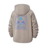 UFO Beach Scene Unisex Full-Zip Printed Waterproof Hooded Windbreaker
