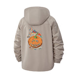 Halloween Jack-O'-Lantern Unisex Full-Zip Printed Waterproof Hooded Windbreaker