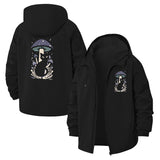 Mystical Cat and Mushroom Unisex Full-Zip Printed Waterproof Hooded Windbreaker