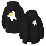 Fried Egg Splash Unisex Full-Zip Printed Waterproof Hooded Windbreaker