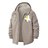 Fried Egg Splash Unisex Full-Zip Printed Waterproof Hooded Windbreaker