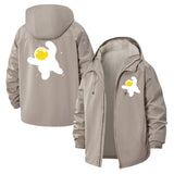 Fried Egg Splash Unisex Full-Zip Printed Waterproof Hooded Windbreaker