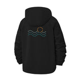 Minimalist Sunset Waves Unisex Full-Zip Printed Waterproof Hooded Windbreaker