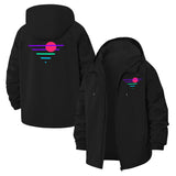 Synthwave Sunset Unisex Full-Zip Printed Waterproof Hooded Windbreaker