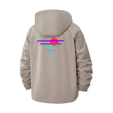 Synthwave Sunset Unisex Full-Zip Printed Waterproof Hooded Windbreaker