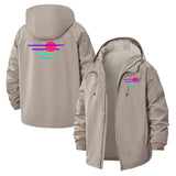 Synthwave Sunset Unisex Full-Zip Printed Waterproof Hooded Windbreaker