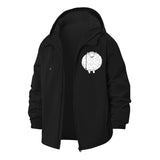 Cute Sheep Illustration Unisex Full-Zip Printed Waterproof Hooded Windbreaker