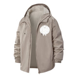 Cute Sheep Illustration Unisex Full-Zip Printed Waterproof Hooded Windbreaker