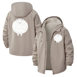Cute Sheep Illustration Unisex Full-Zip Printed Waterproof Hooded Windbreaker