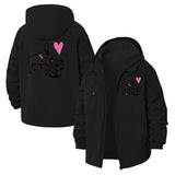 Dog Love Illustration Unisex Full-Zip Printed Waterproof Hooded Windbreaker