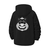 Cat and Skull Art Unisex Full-Zip Printed Waterproof Hooded Windbreaker