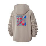 Abstract Urban Graphic Unisex Full-Zip Printed Waterproof Hooded Windbreaker