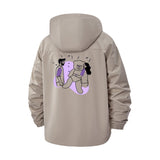 Cartoon Bear Unisex Full-Zip Printed Waterproof Hooded Windbreaker