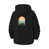Relaxing Mountain Sunset Unisex Full-Zip Printed Waterproof Hooded Windbreaker