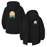 Relaxing Mountain Sunset Unisex Full-Zip Printed Waterproof Hooded Windbreaker
