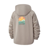Relaxing Mountain Sunset Unisex Full-Zip Printed Waterproof Hooded Windbreaker