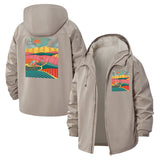 Abstract Landscape Unisex Full-Zip Printed Waterproof Hooded Windbreaker