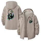 Pixel Angler Fish Unisex Full-Zip Printed Waterproof Hooded Windbreaker