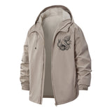 Dragon Motif Unisex Full-Zip Printed Waterproof Hooded Windbreaker