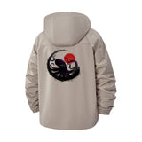 Cranes and Rising Sun Unisex Full-Zip Printed Waterproof Hooded Windbreaker