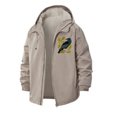Bird and Leaves Unisex Full-Zip Printed Waterproof Hooded Windbreaker