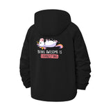 Lazy Unicorn Unisex Full-Zip Printed Waterproof Hooded Windbreaker