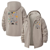 Wildlife Icons Unisex Full-Zip Printed Waterproof Hooded Windbreaker