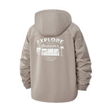 Explore Indoors Unisex Full-Zip Printed Waterproof Hooded Windbreaker