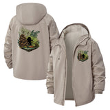 Forest Wildlife Unisex Full-Zip Printed Waterproof Hooded Windbreaker