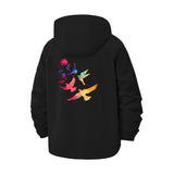 Vibrant Flying Birds Unisex Full-Zip Printed Waterproof Hooded Windbreaker