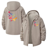 Vibrant Flying Birds Unisex Full-Zip Printed Waterproof Hooded Windbreaker