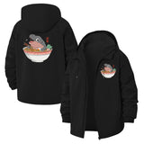Cute Hippo Ramen Unisex Full-Zip Printed Waterproof Hooded Windbreaker