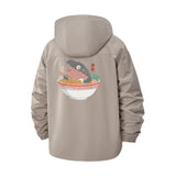 Cute Hippo Ramen Unisex Full-Zip Printed Waterproof Hooded Windbreaker