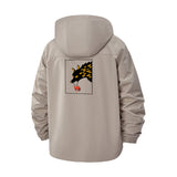 Fiery Wolf Head Unisex Full-Zip Printed Waterproof Hooded Windbreaker